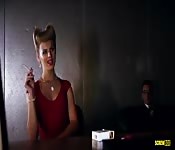 Young babe takes it hard from two